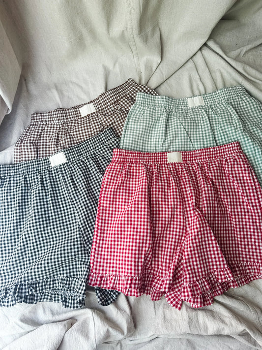 Gingham Ruffle Shorts PREORDER