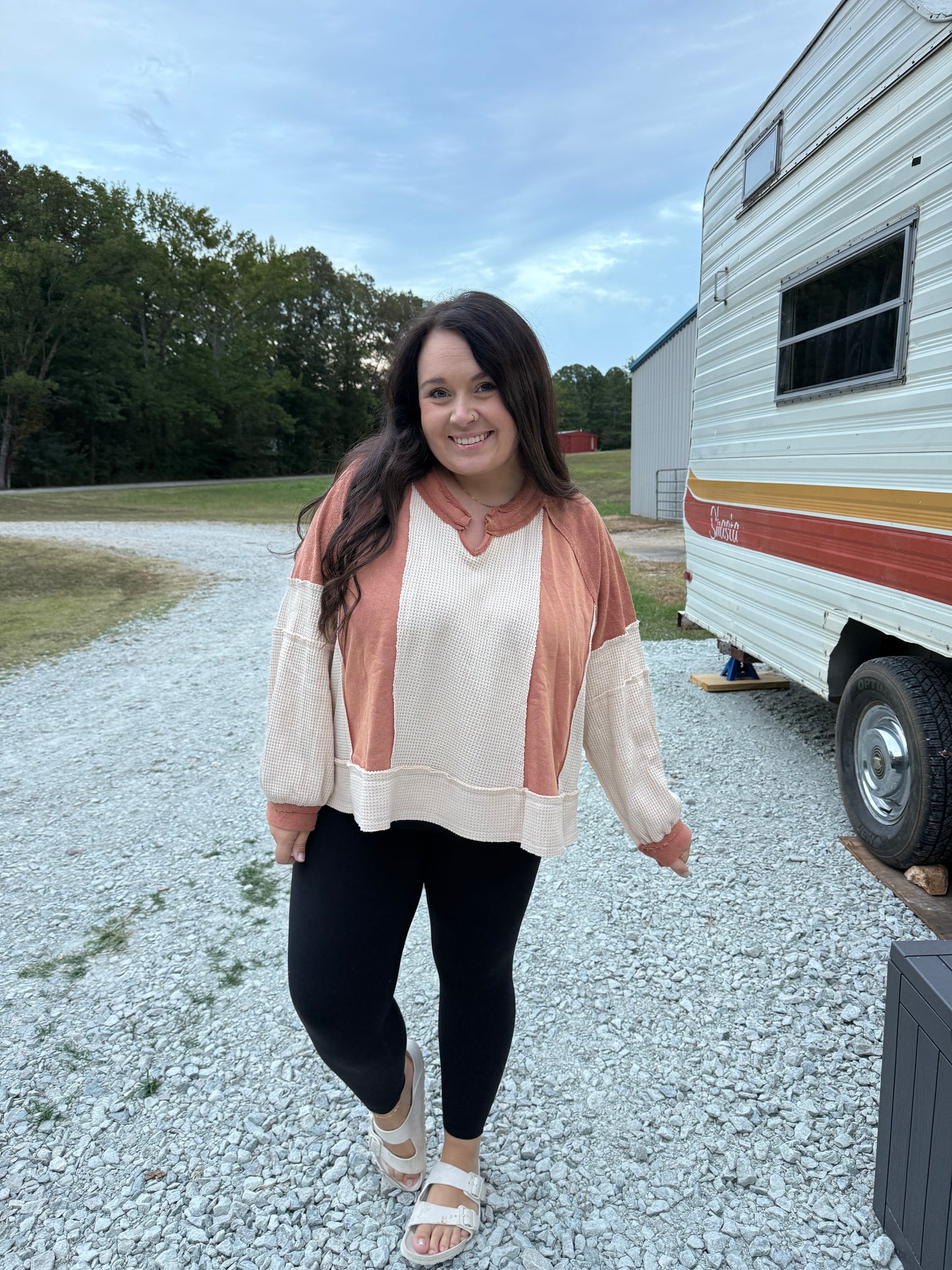 Contrast Long Sleeve Top