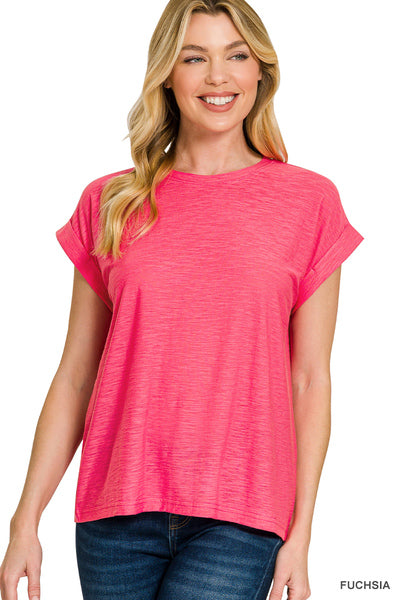 Slub Cotton Cap Sleeve Tee
