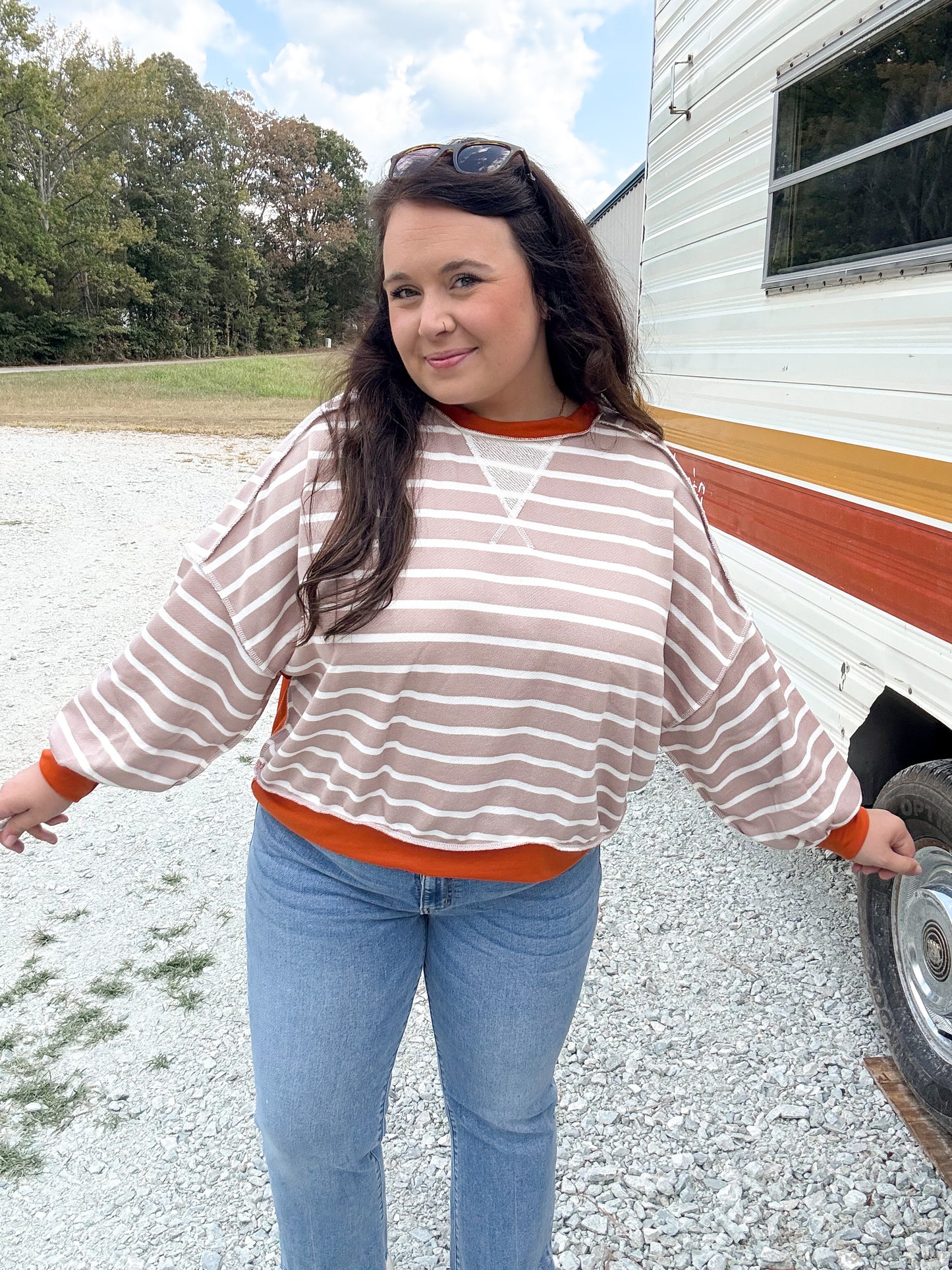 Loose Fit Striped Pullover