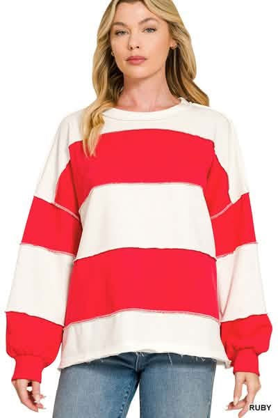 Red and White Striped Pullover
