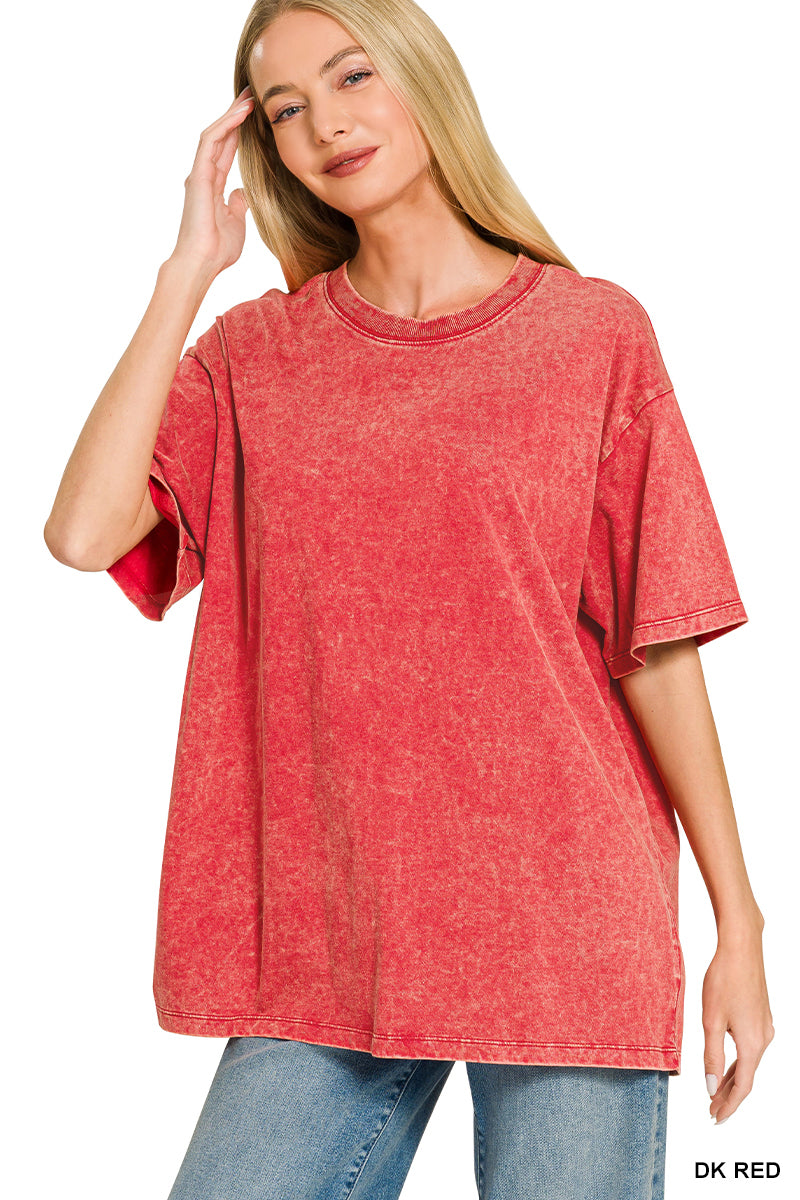 Acid Wash Tee- Red