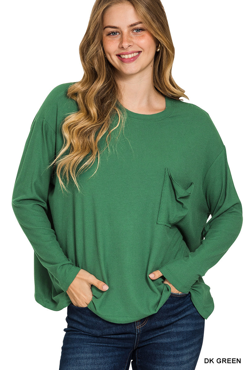 Long Sleeve with Pocket- Dark Green