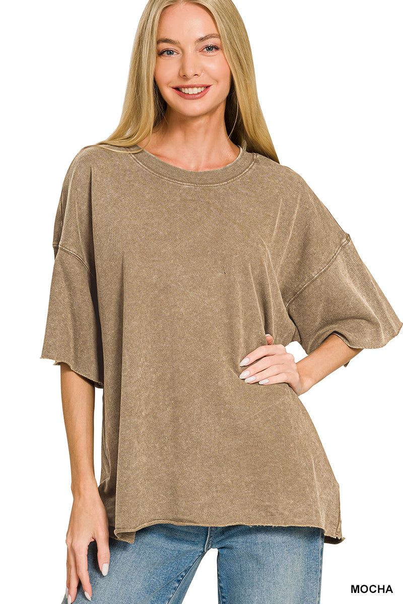 Oversized Terry Washed-Mocha
