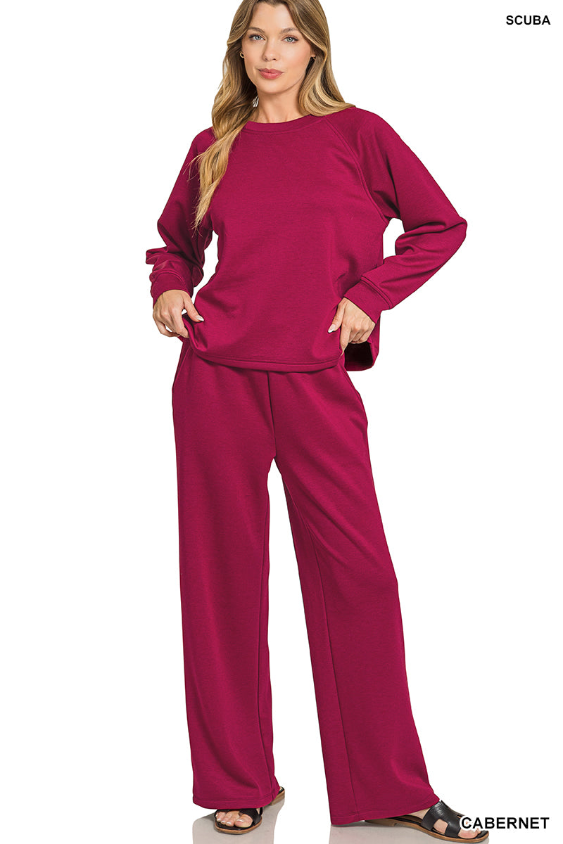 Scuba Pullover Set-Cabernet