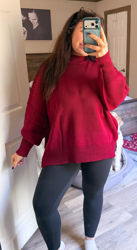 Chunky Oversized Sweater- Burgundy