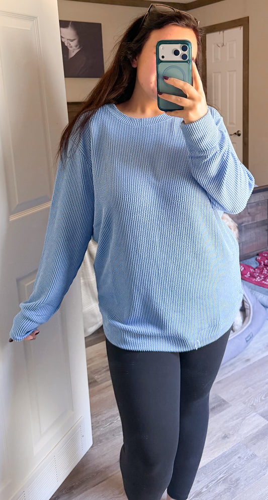 Ribbed Long Sleeve-cornflower