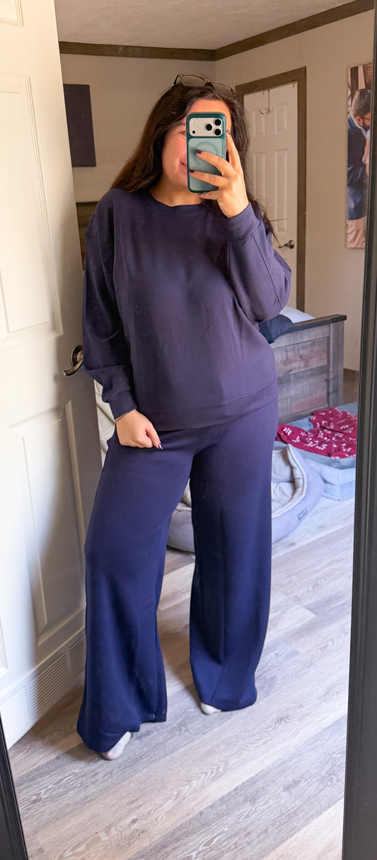 Scuba Sweatshirt Set-Midnight