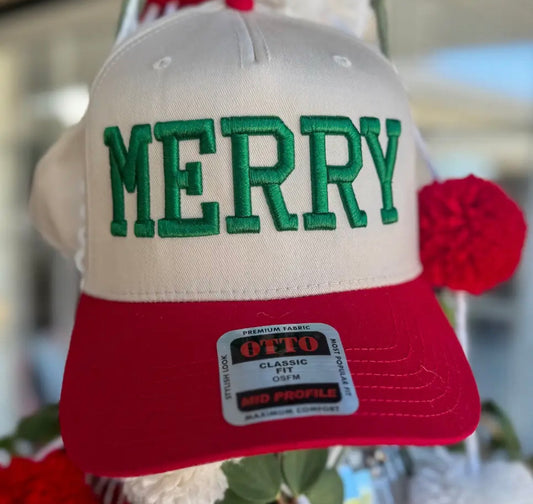 MERRY HAT-Red w/green