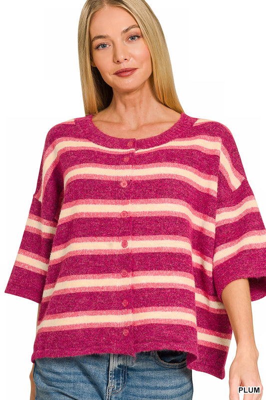 Cardigan Sweater-Plum